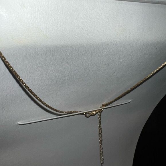 Brushed Gold Tone Modernist Fringe Necklace - Picture 4 of 4